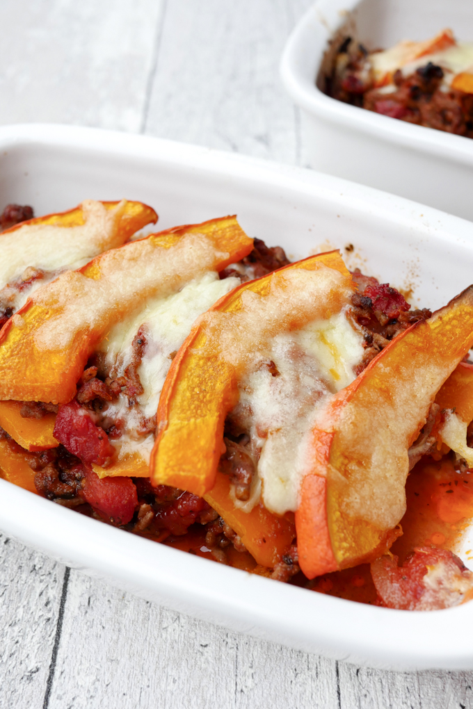 Autumn Soulfood - Fast Low Carb Pumpkin Casserole with Ground Beef and Mozzarella