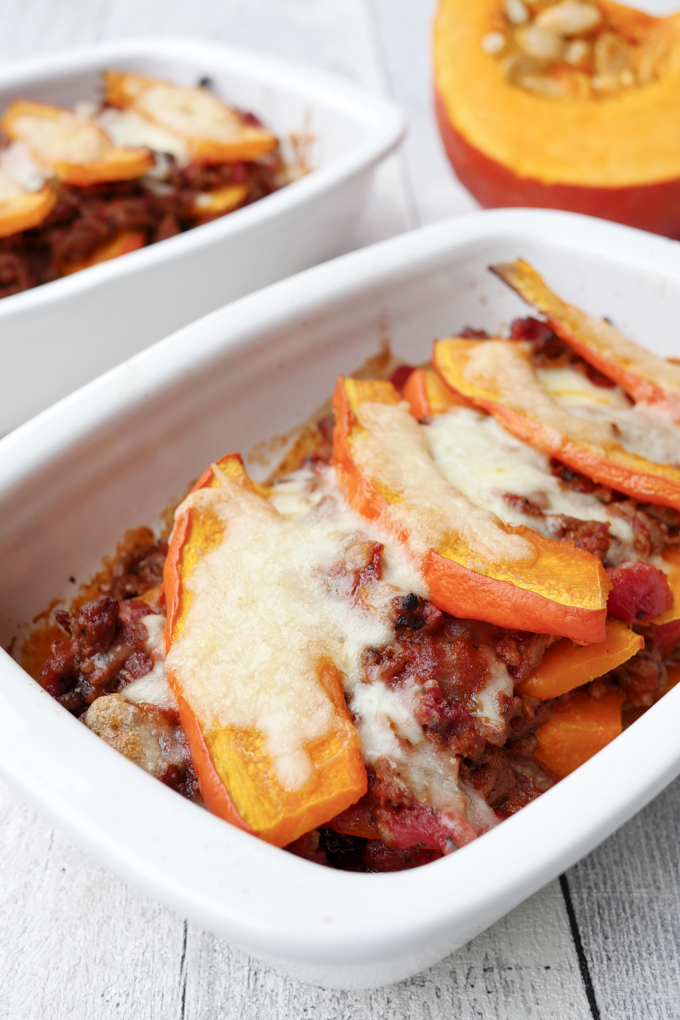 Fast Low Carb Pumpkin Casserole with Minced Meat and Mozzarella