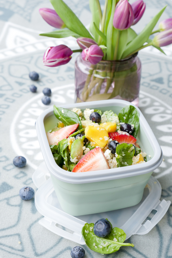 Salad with fruits, quinoa and feta cheese - a tasty salad for kids