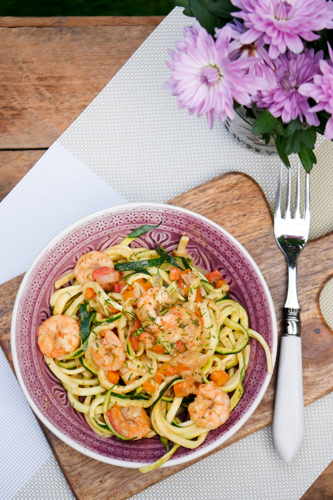Recipe for zoodles with shrimp in cream sauce 