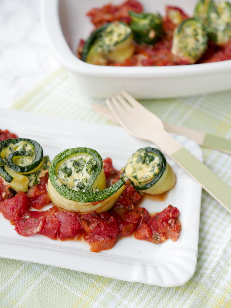Quick recipe for low carb courgette Ricotta and spinach cannelloni 